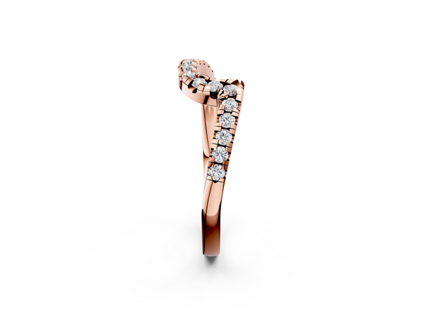 Rose gold Pavé Round Diamond Chevron Band with Prong Setting