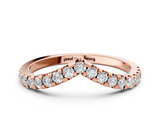 Rose gold Pavé Round Diamond Chevron Band with Shared Prong Setting_90