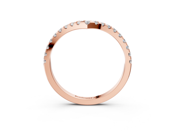 Rose gold Pavé Round Diamond Chevron Band with Shared Prong Setting