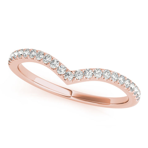 Rose gold Pavé Round Diamond Chevron Band with Shared Prong Setting