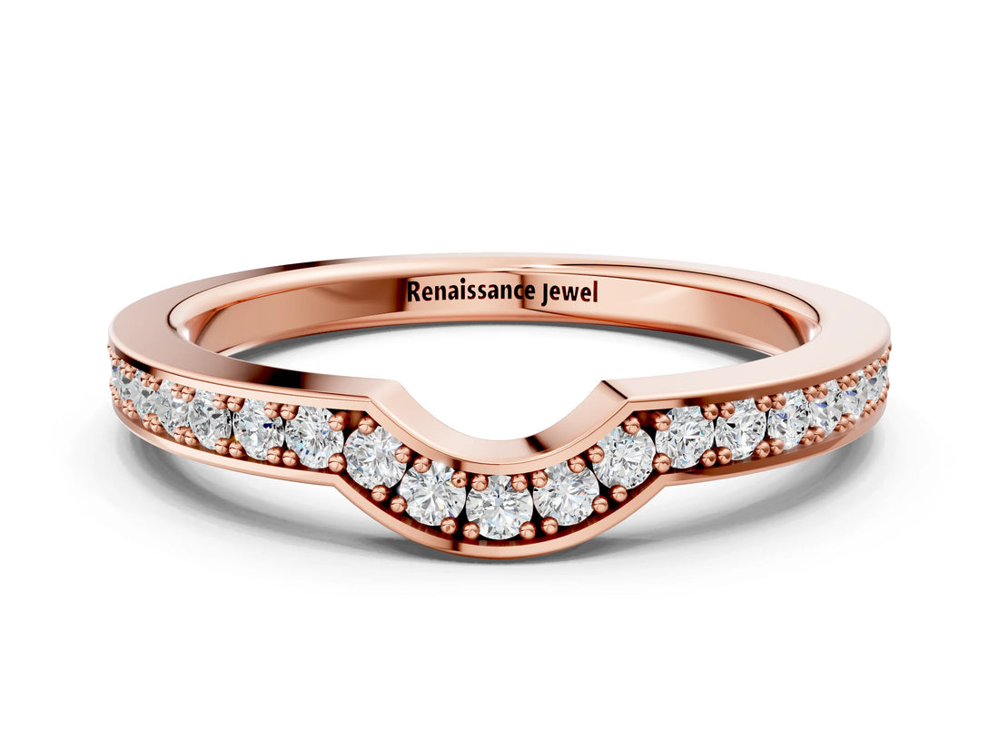 Rose gold Pavé Round Diamond Contour Band with Channel Setting_4