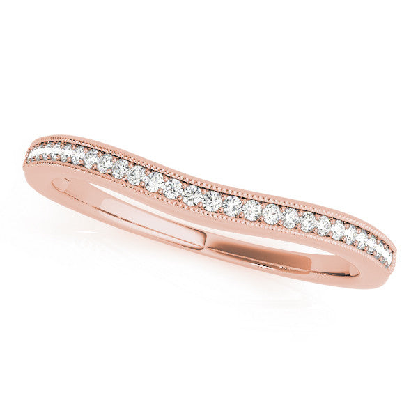 Rose gold Pavé Round Diamond Contour Band with Milgrain Edge