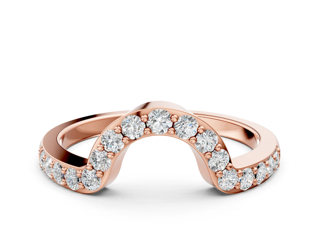 Rose gold Pavé Round Diamond Contour Band with Prong Setting_2
