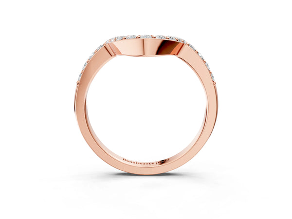 Rose gold Pavé Round Diamond Contour Band with Prong Setting