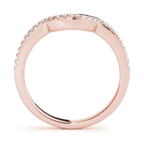 Rose gold Pavé Round Diamond Contour Band with Shared Prong Setting 1