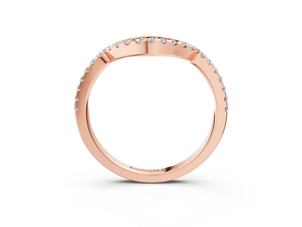 Rose gold Pavé Round Diamond Contour Band with Shared Prong Setting