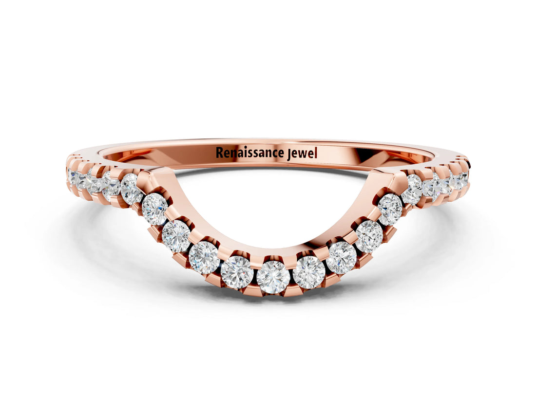 Rose gold Pavé Round Diamond Contour Band with U-Prong Setting_4