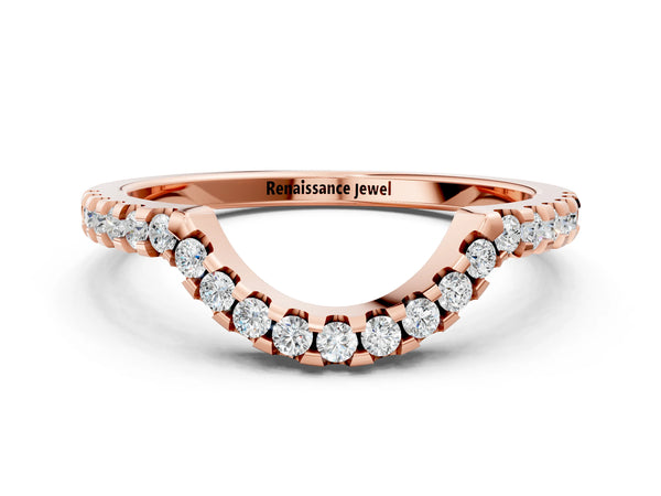 Rose gold Pavé Round Diamond Contour Band with U-Prong Setting