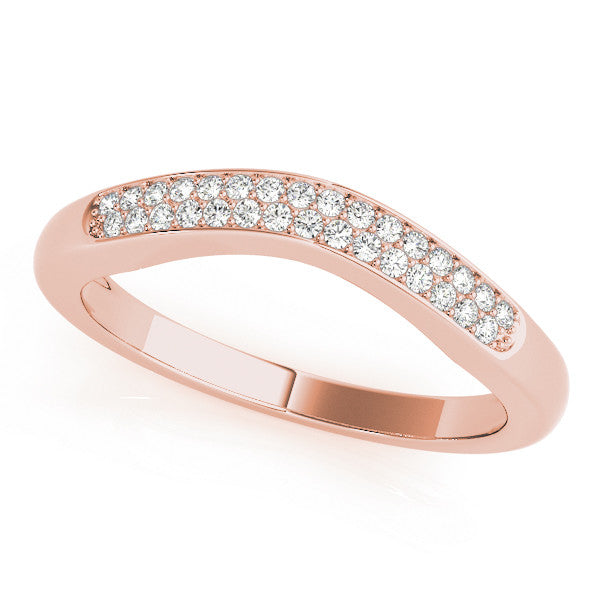 Rose gold Pavé Round Diamond Contour Band
