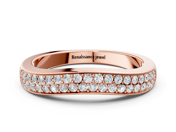 Rose gold Pavé Round Diamond Contour Band