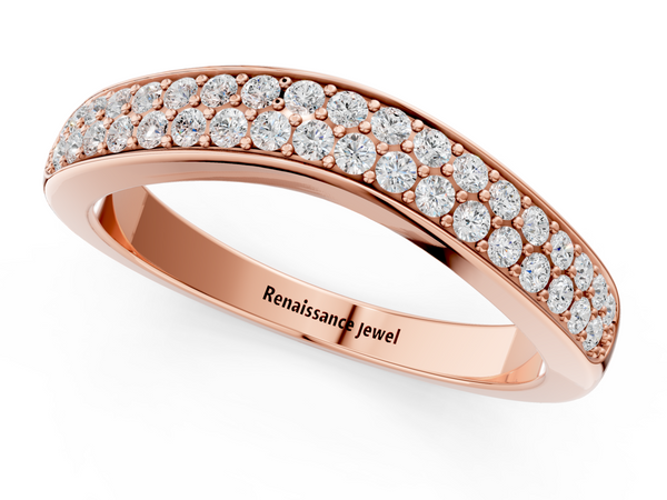 Rose gold Pavé Round Diamond Contour Band