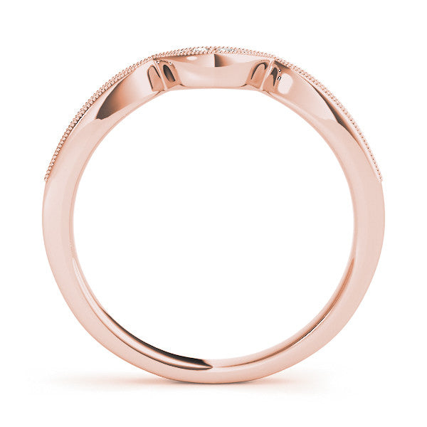 Rose gold Pavé Round Diamond Contour Milgrain Band 1
