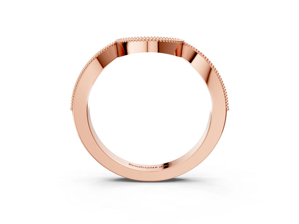 Rose gold Pavé Round Diamond Contour Milgrain Band