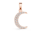 Rose gold Pavé Round Diamond Crescent Pendant with Four-Prong Setting_6