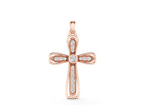 Rose gold Pavé Round Diamond Cross Pendant with Bezel Setting_50