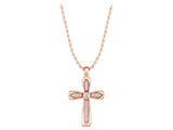Rose gold Pavé Round Diamond Cross Pendant with Bezel Setting_51
