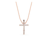 Rose gold Pavé Round Diamond Cross Pendant with Prong Setting_40