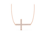 Rose gold Pavé Round Diamond Cross Pendant_35