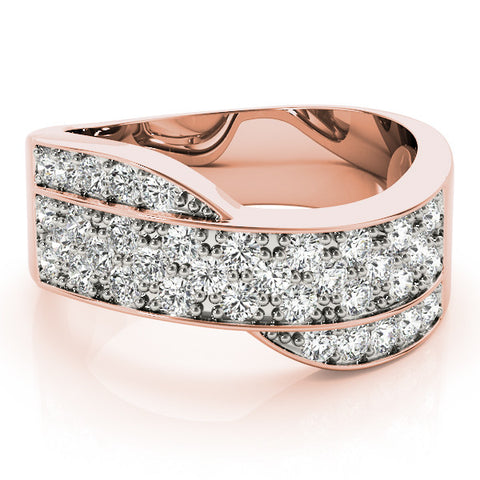 Rose gold Pavé Round Diamond Crossover Band with Bead Prong Setting 1