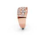 Rose gold Pavé Round Diamond Crossover Band with Bead Prong Setting_62