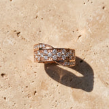 Rose gold Pavé Round Diamond Crossover Band with Bead Prong Setting_75