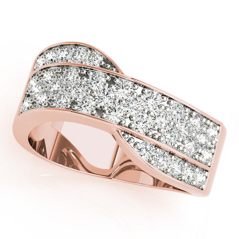 Rose gold Pavé Round Diamond Crossover Band with Bead Prong Setting