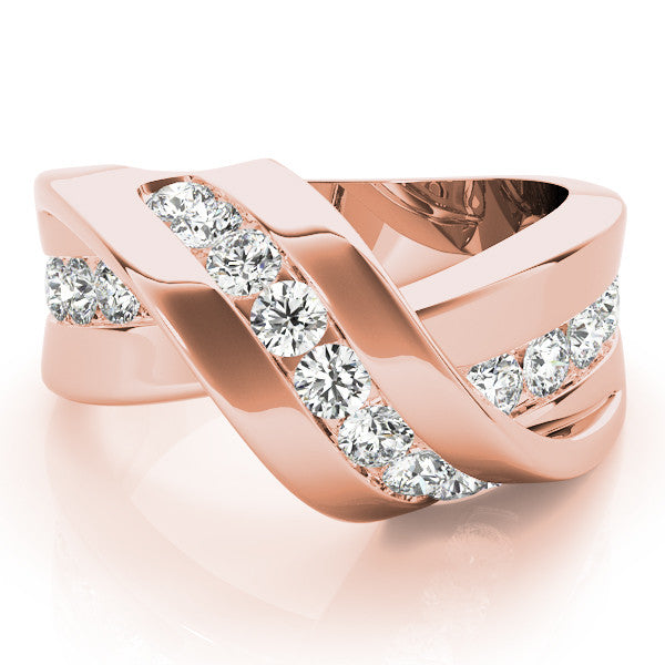 Rose gold Pavé Round Diamond Crossover Band with Channel Setting 1