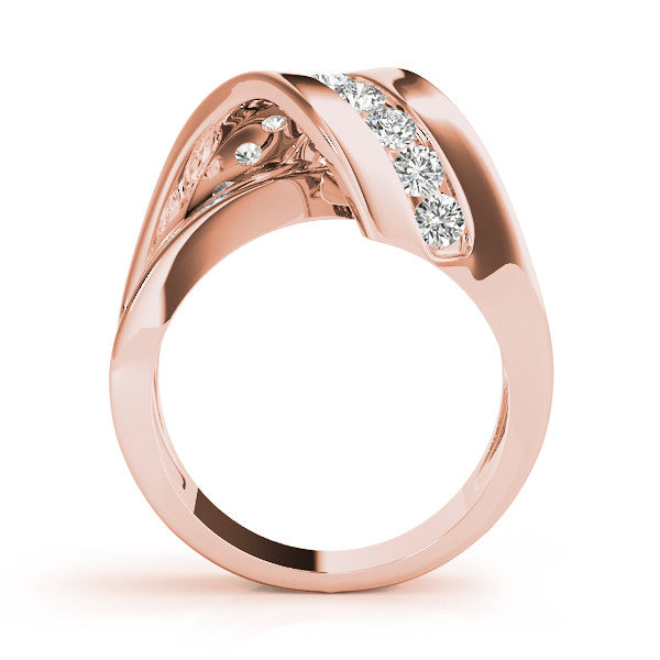 Rose gold Pavé Round Diamond Crossover Band with Channel Setting 2