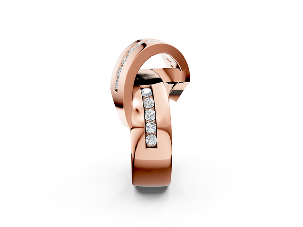 Rose gold Pavé Round Diamond Crossover Band with Channel Setting