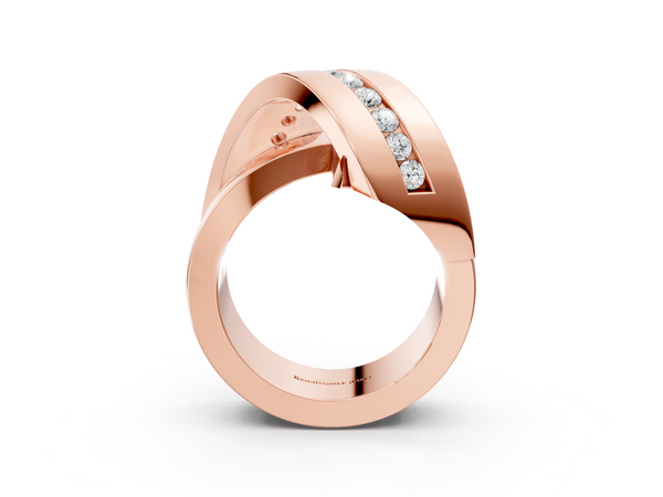 Rose gold Pavé Round Diamond Crossover Band with Channel Setting