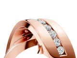 Rose gold Pavé Round Diamond Crossover Band with Channel Setting_27