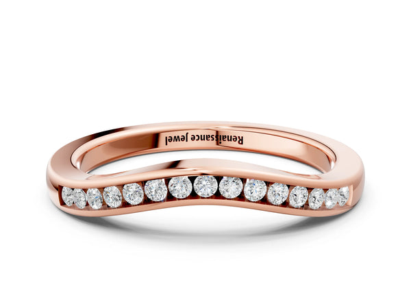 Rose gold Pavé Round Diamond Curved Band with Channel Setting