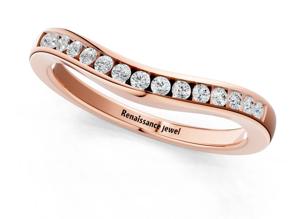Rose gold Pavé Round Diamond Curved Band with Channel Setting