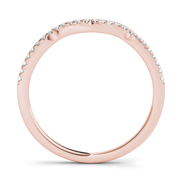 Rose gold Pavé Round Diamond Curved Band with Micro Prong Setting 1
