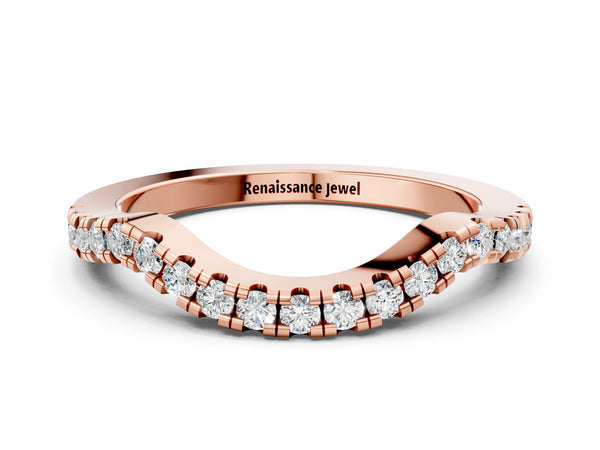 Rose gold Pavé Round Diamond Curved Band with Micro Prong Setting