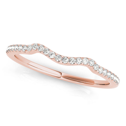 Rose gold Pavé Round Diamond Curved Band with Micro Prong Setting