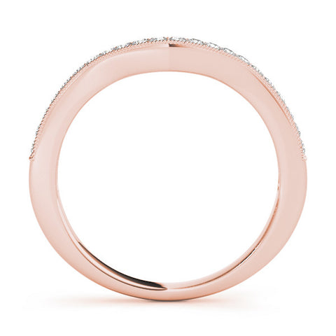Rose gold Pavé Round Diamond Curved Band with Milgrain Edge 1