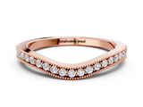 Rose gold Pavé Round Diamond Curved Band with Milgrain Edge_4