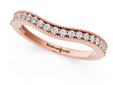 Rose gold Pavé Round Diamond Curved Band with Milgrain Edge_5