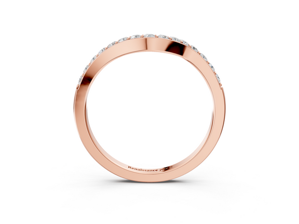 Rose gold Pavé Round Diamond Curved Band with Prong Setting