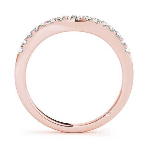 Rose gold Pavé Round Diamond Curved Band with Shared Prong Setting 1