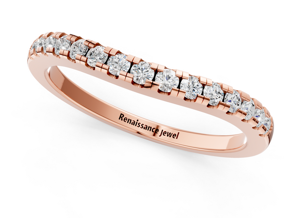 Rose gold Pavé Round Diamond Curved Band with Shared Prong Setting