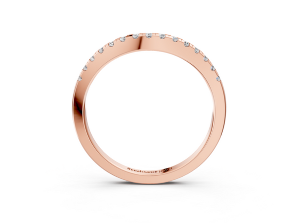 Rose gold Pavé Round Diamond Curved Band with Shared Prong Setting