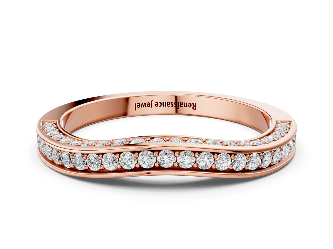 Rose gold Pavé Round Diamond Curved Band_2