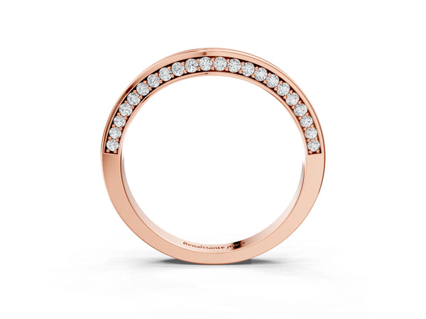 Rose gold Pavé Round Diamond Curved Band