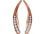 Rose gold Pavé Round Diamond Curved Bar Earrings_16