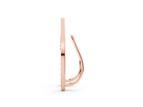 Rose gold Pavé Round Diamond Curved Bar Earrings