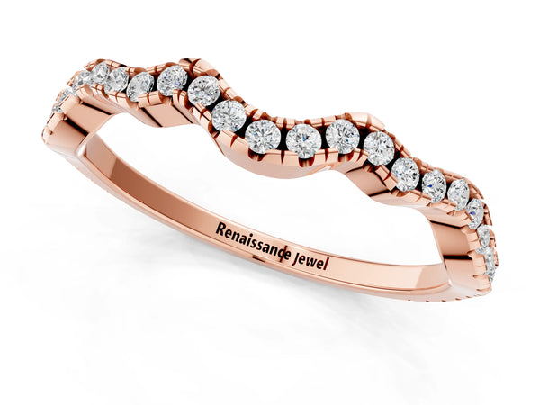 Rose gold Pavé Round Diamond Curved Eternity Band