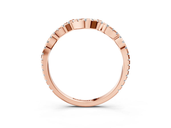 Rose gold Pavé Round Diamond Curved Eternity Band