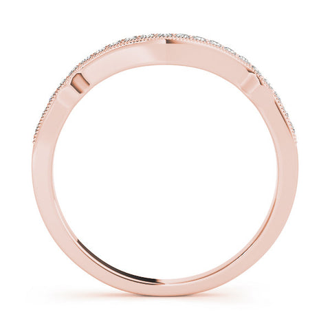 Rose gold Pavé Round Diamond Curved Milgrain Band 1